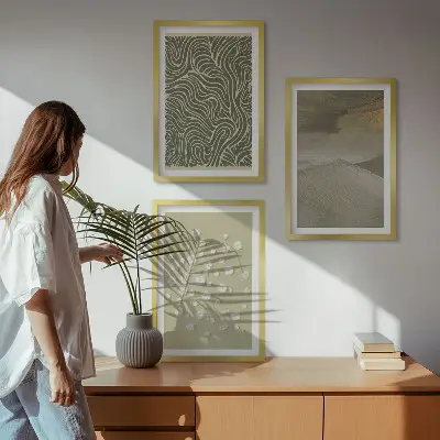 Abstrakte florale Wellenmuster gerahmtes Bilderset