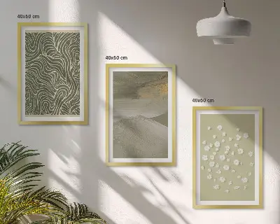 Abstrakte florale Wellenmuster gerahmtes Bilderset