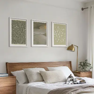 Abstrakte florale Wellenmuster gerahmtes Bilderset