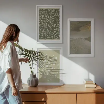Abstrakte florale Wellenmuster gerahmtes Bilderset
