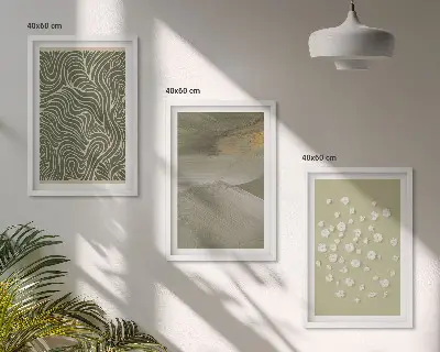Abstrakte florale Wellenmuster gerahmtes Bilderset