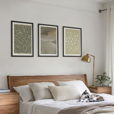 Gerahmtes bilderset Abstrakte florale Wellenmuster