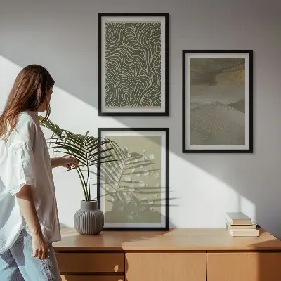 Abstrakte florale Wellenmuster gerahmtes Bilderset