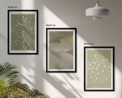 Abstrakte florale Wellenmuster gerahmtes Bilderset