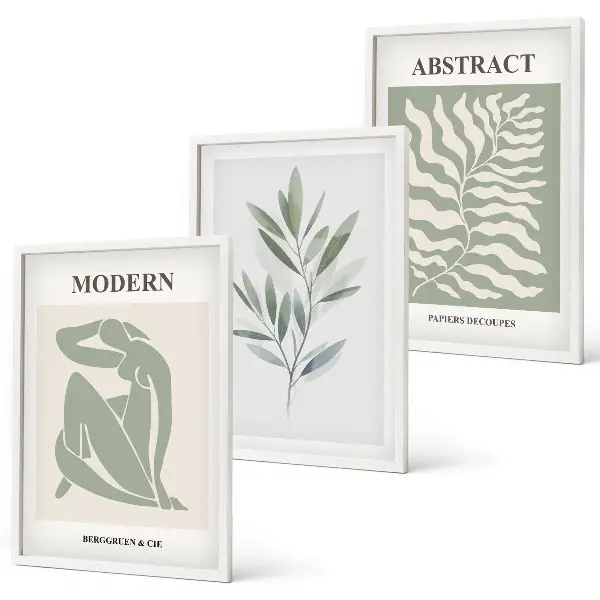 Gerahmtes Bilderset im Matisse Aquarell Boho-Design