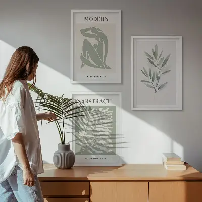 Gerahmtes Bilderset im Matisse Aquarell Boho-Design