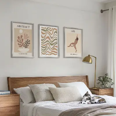 Matisse Boho abstrakte Muster Wandbilder 3er-Set mit Rahmen