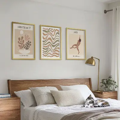 Matisse Boho abstrakte Muster Wandbilder 3er-Set mit Rahmen