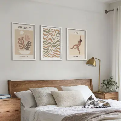 Matisse Boho abstrakte Muster Wandbilder 3er-Set mit Rahmen