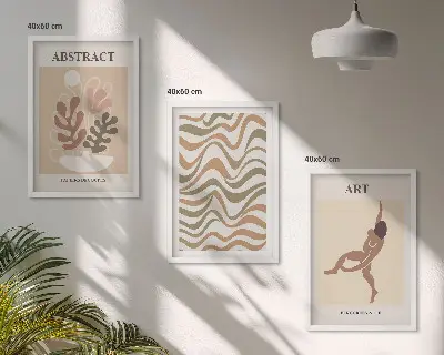 Matisse Boho abstrakte Muster Wandbilder 3er-Set mit Rahmen