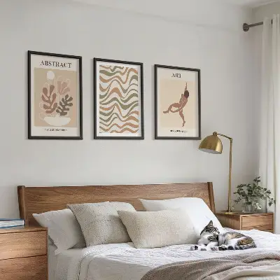 Matisse Boho abstrakte Muster Wandbilder 3er-Set mit Rahmen