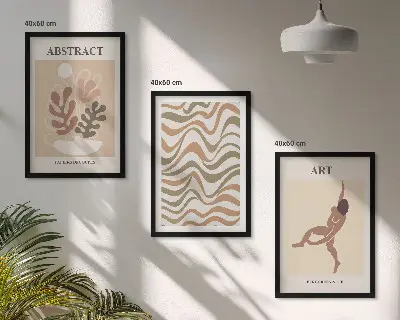 Matisse Boho abstrakte Muster Wandbilder 3er-Set mit Rahmen