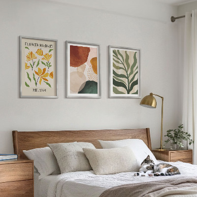 Bilder-3er-set mit rahmen Florale abstrakte Formen