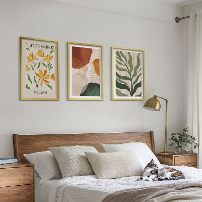 Bilder-3er-set mit rahmen Florale abstrakte Formen