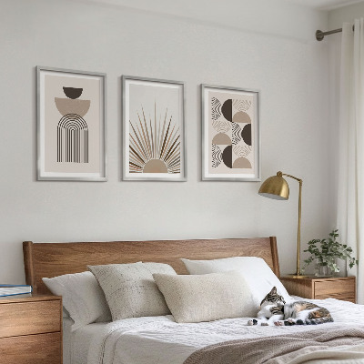 Bilder-3er-set mit rahmen Abstrakte Formen beige braun
