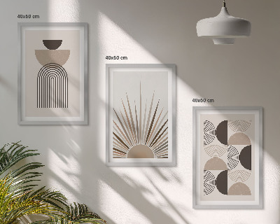 Bilder-3er-set mit rahmen Abstrakte Formen beige braun