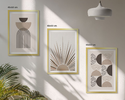 Bilder-3er-set mit rahmen Abstrakte Formen beige braun