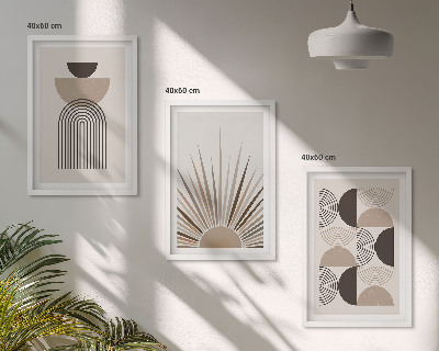 Bilder-3er-set mit rahmen Abstrakte Formen beige braun