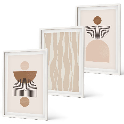 Gerahmtes bilderset Abstrakte Formen braun beige