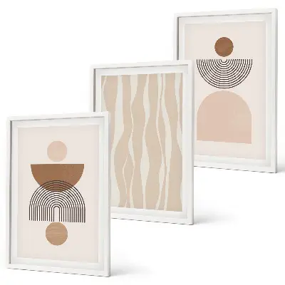 Gerahmtes Bilderset abstrakte Formen in Braun und Beige