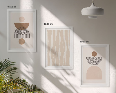 Gerahmtes bilderset Abstrakte Formen braun beige