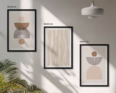 Gerahmtes bilderset Abstrakte Formen braun beige