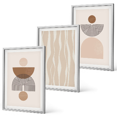 Gerahmtes bilderset Abstrakte Formen braun beige