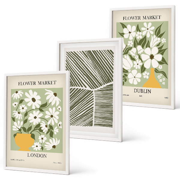 Gerahmtes bilderset Blumenmuster London Dublin
