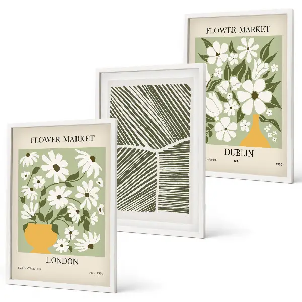 Gerahmtes Bilderset mit Blumenmuster London Dublin