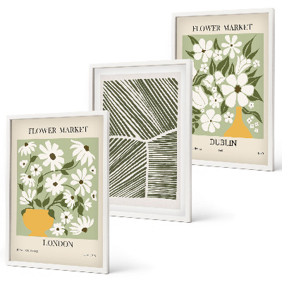 Gerahmtes bilderset Blumenmuster London Dublin