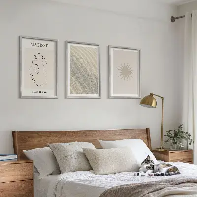 Minimalistische Sandlinien Sonne 3er-Set Bilder mit Rahmen