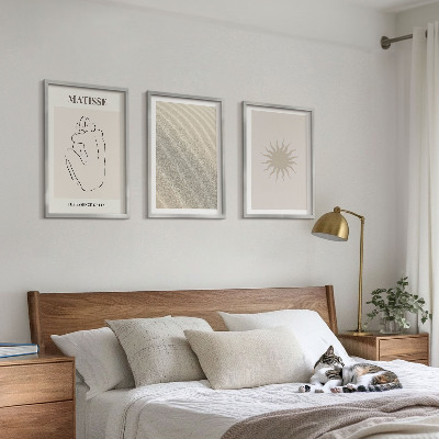 Bilder-3er-set mit rahmen Minimalistische Sandlinien Sonne