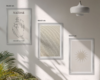 Bilder-3er-set mit rahmen Minimalistische Sandlinien Sonne