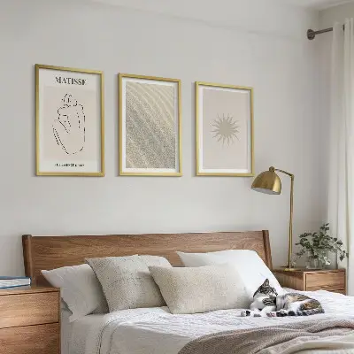 Minimalistische Sandlinien Sonne 3er-Set Bilder mit Rahmen