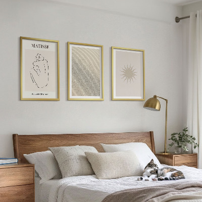 Bilder-3er-set mit rahmen Minimalistische Sandlinien Sonne