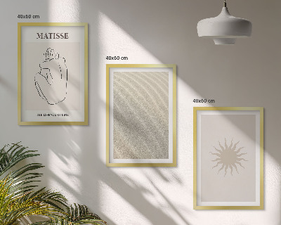 Bilder-3er-set mit rahmen Minimalistische Sandlinien Sonne