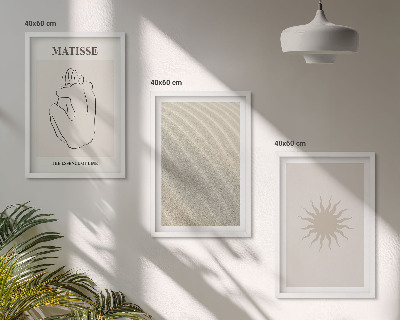Bilder-3er-set mit rahmen Minimalistische Sandlinien Sonne