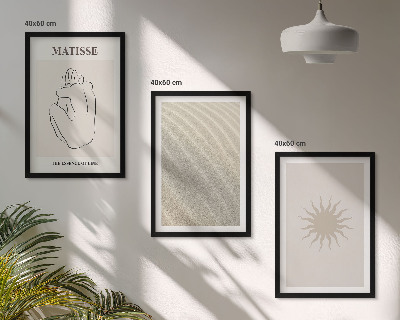 Bilder-3er-set mit rahmen Minimalistische Sandlinien Sonne