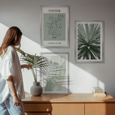 Gerahmtes bilderset Pflanzenmuster in Grün