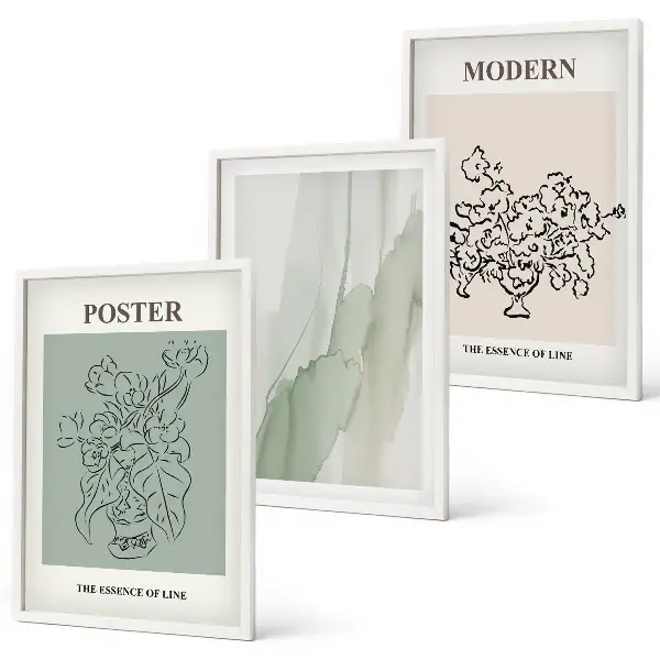 Blumen in einer modernen Vase 3er-Set mit Rahmen