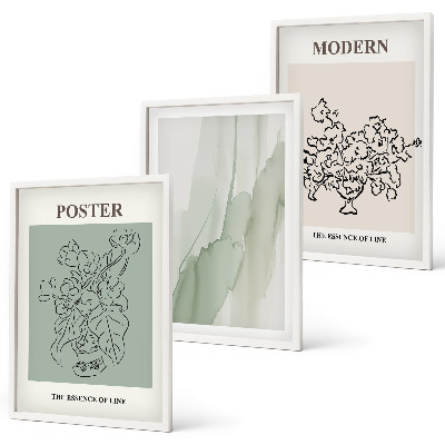 Bilder-3er-set mit rahmen Blumen in einer modernen Vase