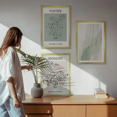 Blumen in einer modernen Vase 3er-Set mit Rahmen
