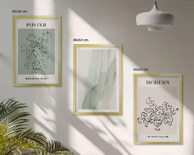 Blumen in einer modernen Vase 3er-Set mit Rahmen