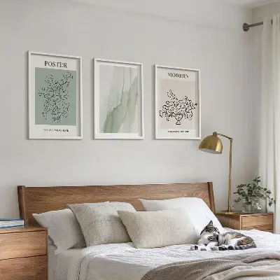 Blumen in einer modernen Vase 3er-Set mit Rahmen