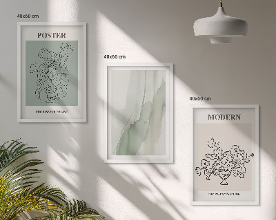 Bilder-3er-set mit rahmen Blumen in einer modernen Vase
