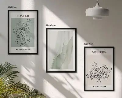 Blumen in einer modernen Vase 3er-Set mit Rahmen