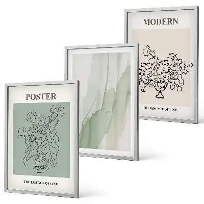 Blumen in einer modernen Vase 3er-Set mit Rahmen