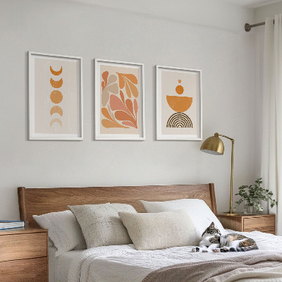 Gerahmtes bilderset Abstrakte orange Formen