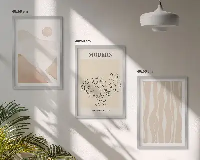 Abstrakte Formen und Farben 3er-Set Bilder mit Rahmen