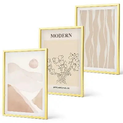 Abstrakte Formen und Farben 3er-Set Bilder mit Rahmen